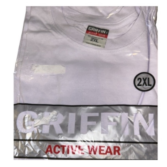 Griffin Active Wear White Cotton T-Shirt short sleeve Pull On Size 2X NWT - Picture 8 of 9